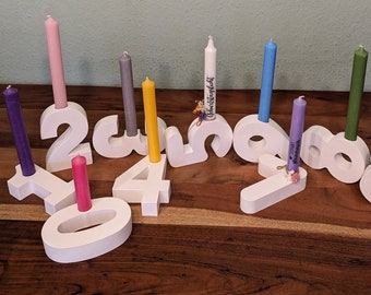 Geburtstag Zahlen Kerzenständer / Jubiläum Kerzenhalter für Stabkerze / Geburtstags Mitbringsel / Geburtstagsfeier Geschenk / Raysin Deko