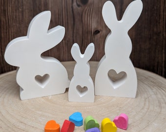 Bunny with heart made of Raysin / Sitting or standing / Easter bunny decoration / Bunny gang with heart / Easter bunny table decoration set / Easter decoration