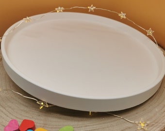 Dekoteller weiß 25cm / Tischdeko weiß mit Raysin / Tischdekoration Weihnachten und Silvester / Neujahr oder Ostern Deko