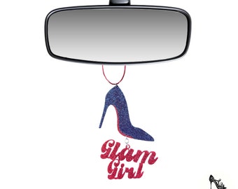 Red Bottom High Heels Rear View Mirror Hanger, Custom Car Charm, Glittery Heel Car Decoration, Girls Car Charm, Custom Red Bottom Heels Gift