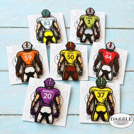 Personalized Football Pin, Custom Football Player Gift, Football Team Pins, Coach Gift, Team Mom Gift, Senior Night Gift, Football Banquet