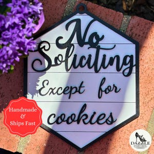No Soliciting Door Sign, No Knocking Sign Funny, Door Bell Sign, Please Do Not Disturb Sign, Go Away Sign, No Soliciting Except For Cookies