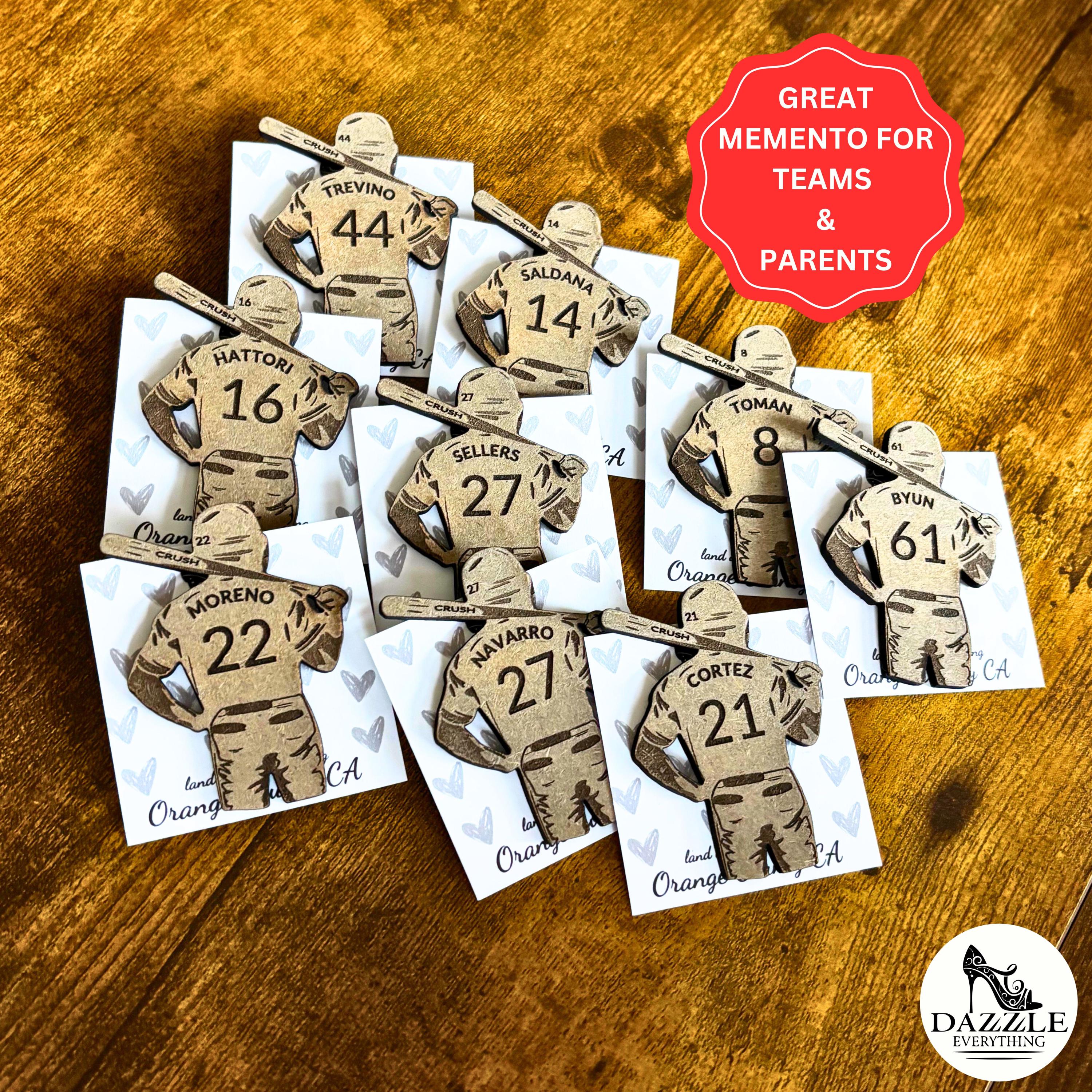 Baseball Pin, Personalized Baseball Pin, Baseball Player Gift, Team Mom Gift, Custom Baseball Name Tag, Engraved Button, Baseball Coach Gift
