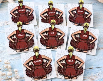 Personalized Cheerleader Pin, Custom Cheer Team Pins, Cheer Coach Gift, Cheer Mom Gift, Senior Night Gift, Cheer Banquet Keepsake