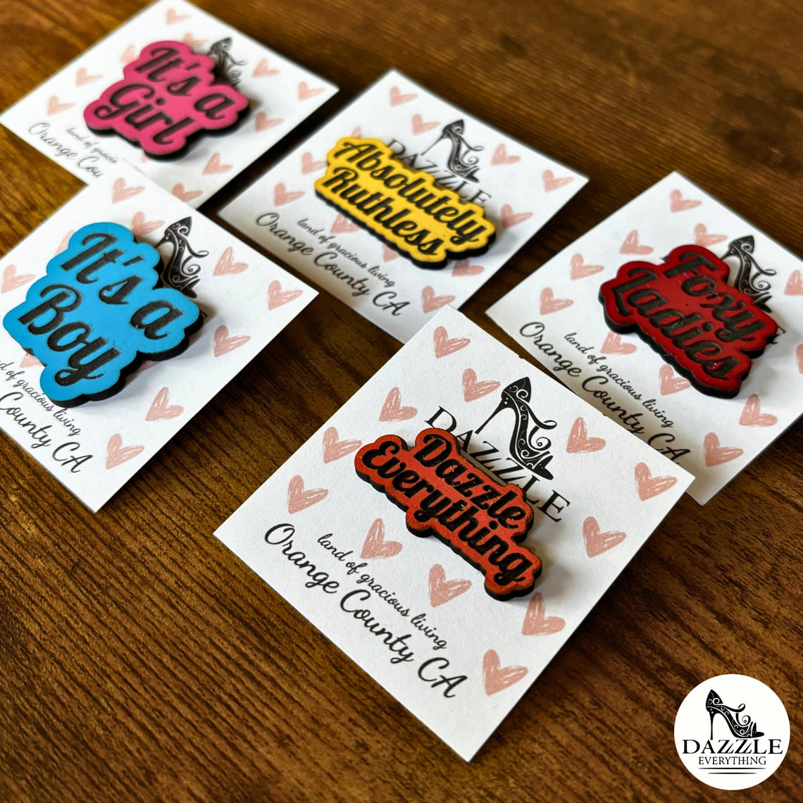 Pin Style Colored Wooden Push Pins, Retro Style Pin, Personalized Laser-cut ...