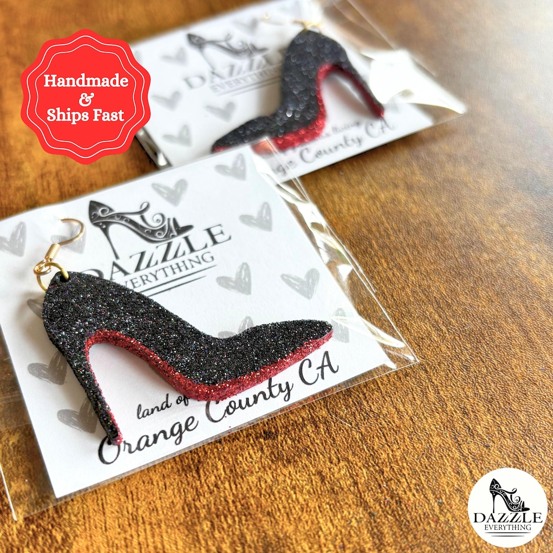 High Heel & Bag Stud Earrings - Cute Red Rhinestone Earrings For Women & Girls (Alloy, Push Back) - View #4