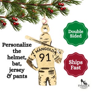 Personalisierte Baseballspieler Ornament, individuelle Baseball Ornament, Baseball Geschenk, Baseball Fan Geschenk, Baseball Andenken, Baseball Tag