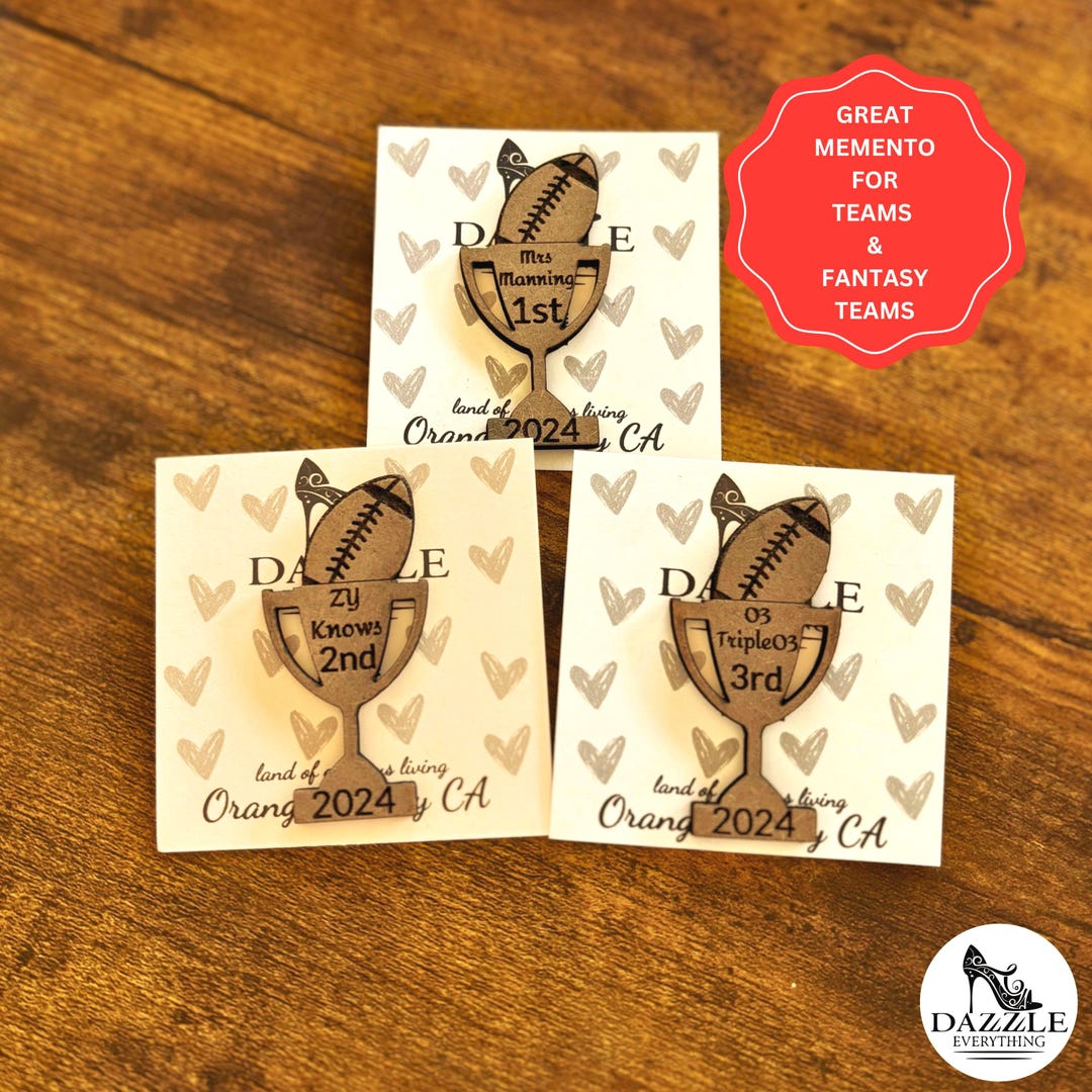 Wooden Football Pins, Personalized Pins, Fantasy Football Pins ...