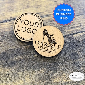 Custom Logo Pins, Retro Style Wooden Pin, Personalized Laser-Cut Buttons, Lapel & Badge Pins, Business Logo Pins, Company Insignia Pin