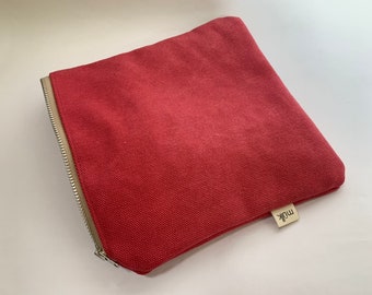 Raspberry pink canvas handmade zip pouch spotty vegan makeup bag accessory pouch