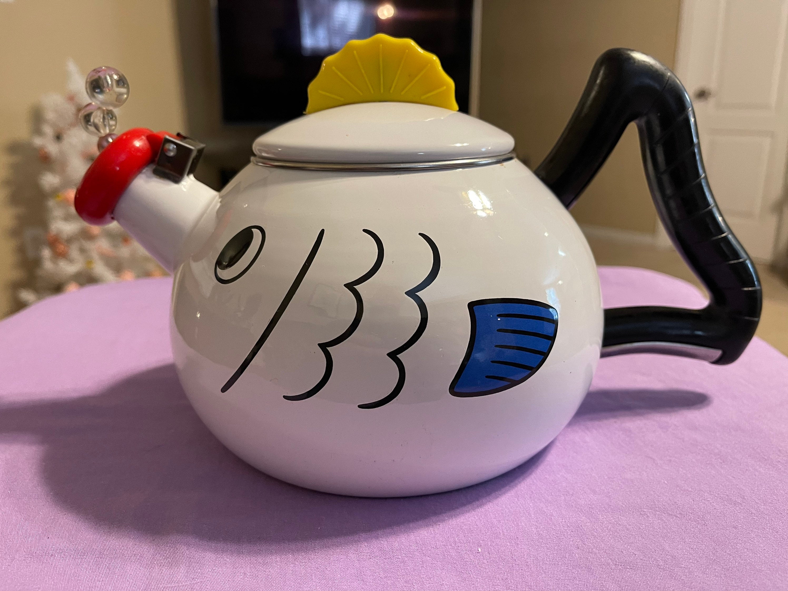 Vintage Kamenstein Metal Black Cat Tea Kettle With No Whistle