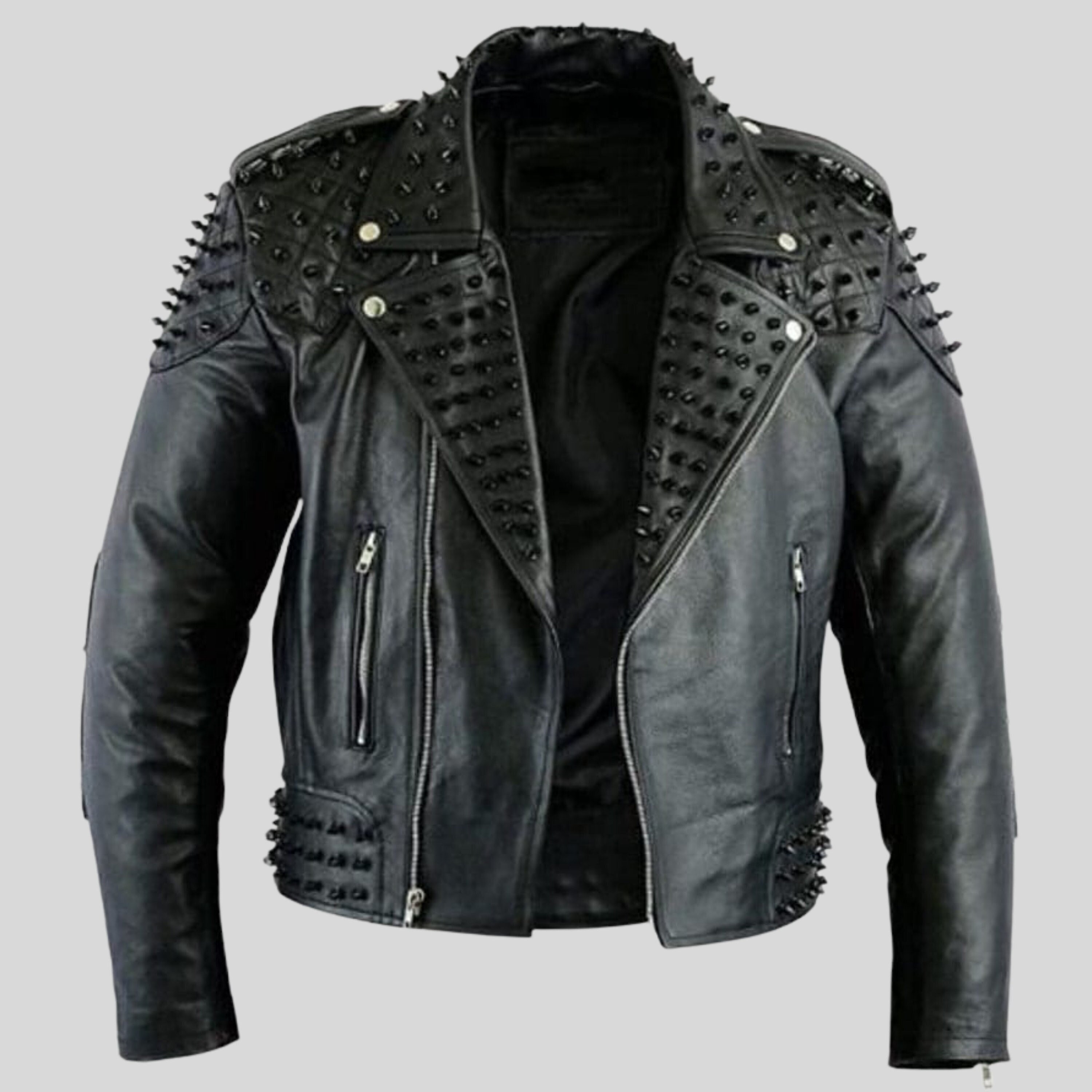 Black Gothic Style Studded Leather Jacket for Men Rock Punk - Etsy