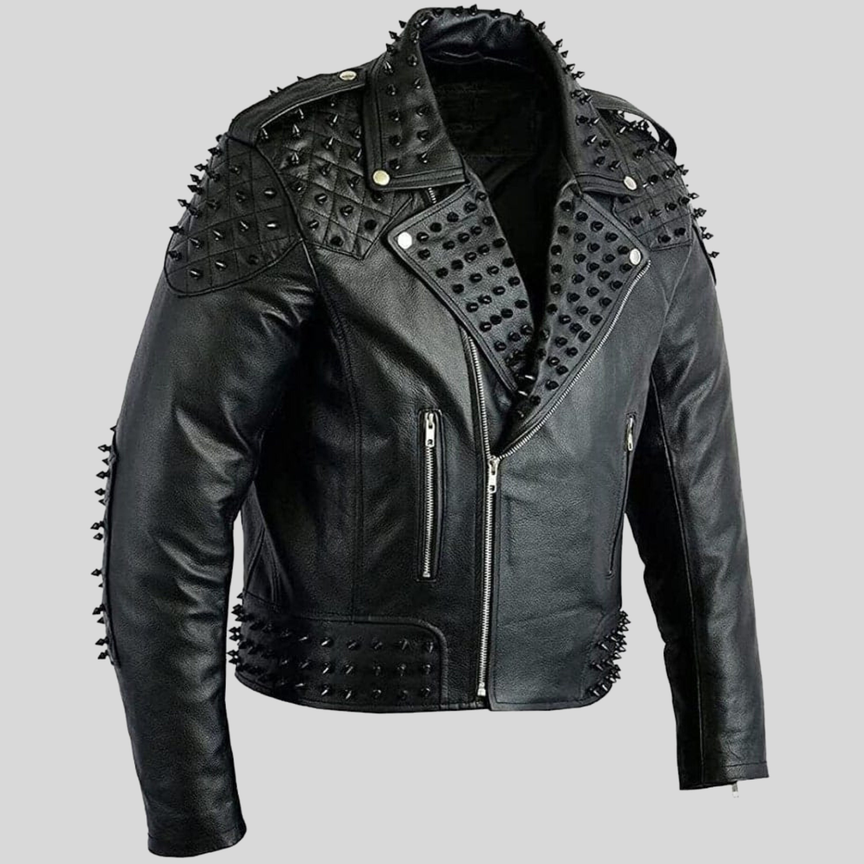 Black Gothic Style Studded Leather Jacket for Men Rock Punk - Etsy