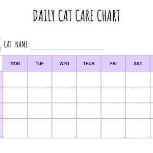 Daily CAT Care Chart Printable CAT Care Chore Chart Pet Care Planner Daily CAT Care Chart Printable CAT Care Chore Chart Pet Care Planner