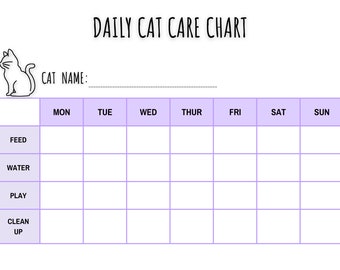 Daily CAT Care Chart Printable CAT Care Chore Chart Pet Care Planner Daily CAT Care Chart Printable CAT Care Chore Chart Pet Care Planner