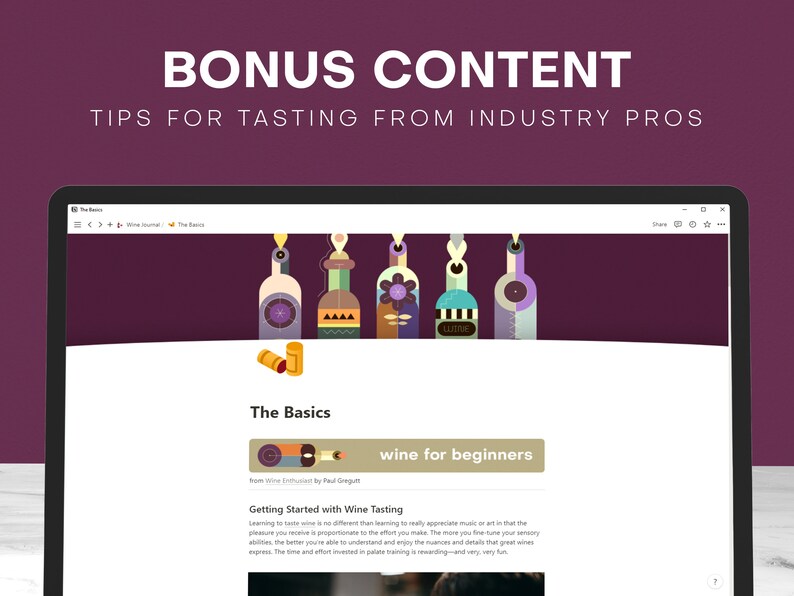 Wine Journal Notion Template Aesthetic, Wine Cellar Inventory Tracking