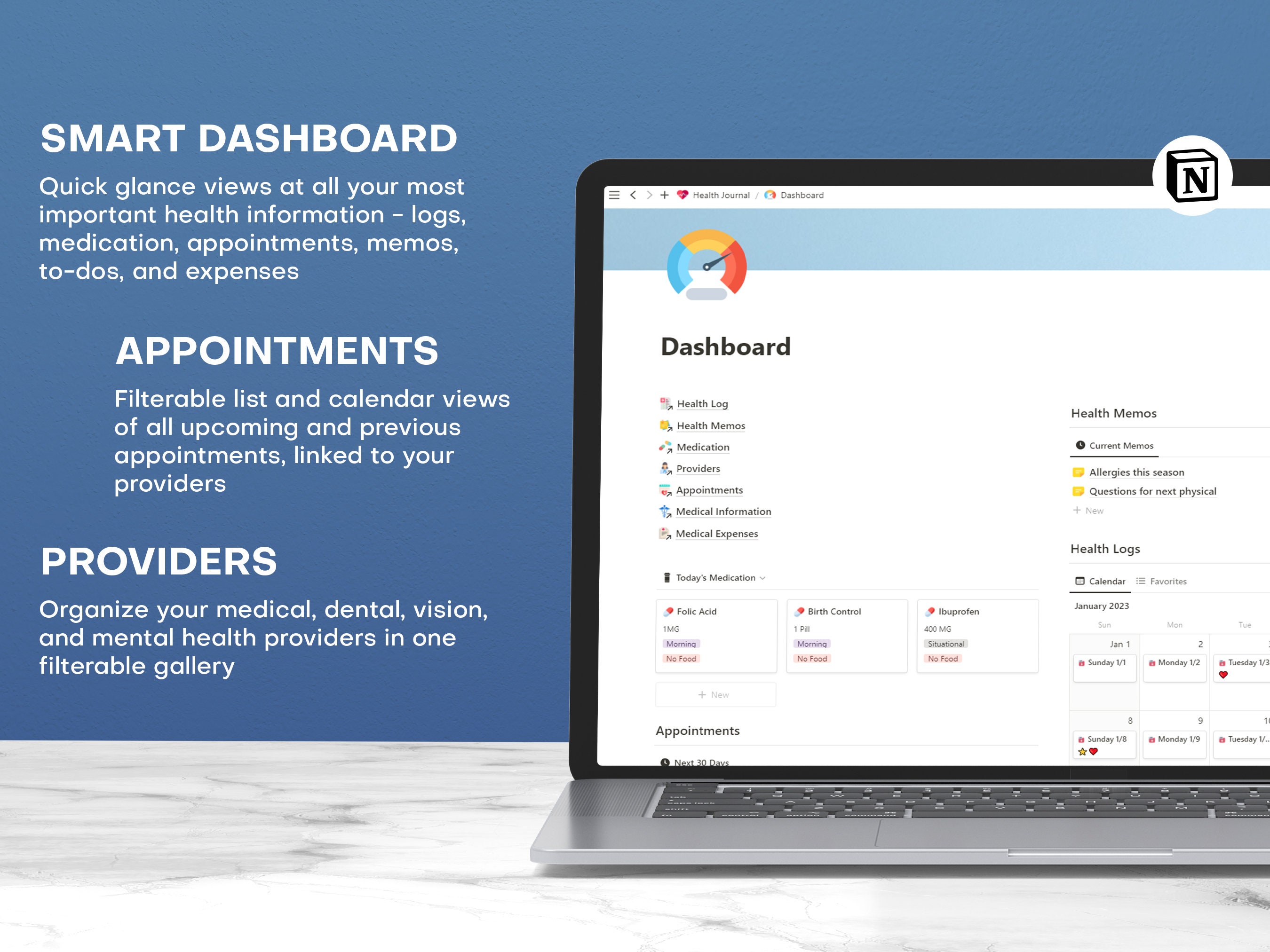 Health Journal Notion Template for Digital Organization - Etsy