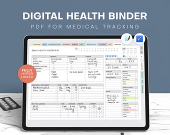 Digital Medical Binder, Chronic Illness Tracker, Minimalist Undated Wellness Planner, Family Health Journal for GoodNotes, Notability PDF