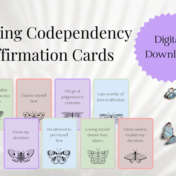 Codependency Affirmation Cards, Printable Cards, Motivational Cards, Self Care Affirmation Deck, Vision Board Cards, Daily Affirmation