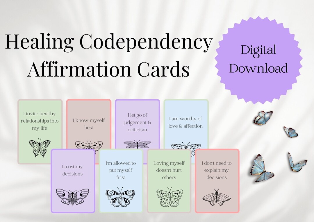 Codependency Affirmation Cards, Printable Cards, Motivational Cards