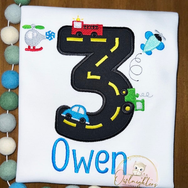 Transportation Birthday shirt / Transportation party / Tractors Cars Planes / Things that Go / 2nd Birthday /Transportation Birthday Theme