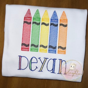 Boys First Day Of School Shirt/Back to School Embroidered Shirt/Boys Crayons Shirt/Boys Kindergarten Shirt/Crayons Shirt /Monogrammed Shirt
