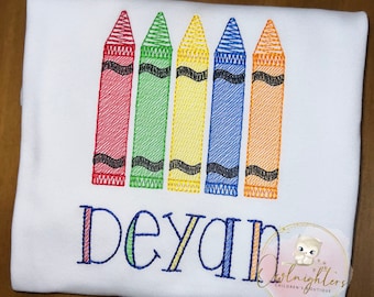 Boys First Day Of School Shirt/Back to School Embroidered Shirt/Boys Crayons Shirt/Boys Kindergarten Shirt/Crayons Shirt /Monogrammed Shirt