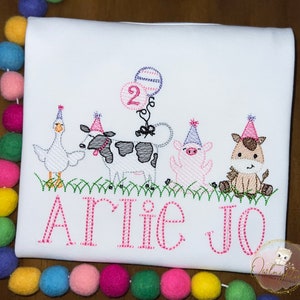 Girls Barn Birthday Shirt/Duck Cow Pig Birthday/Girls Farm Party Shirt/Farm animal birthday shirt/Barnyard birthday shirt/Barnyard birthday