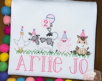Girls Barn Birthday Shirt/Duck Cow Pig Birthday/Girls Farm Party Shirt/Farm animal birthday shirt/Barnyard birthday shirt/Barnyard birthday