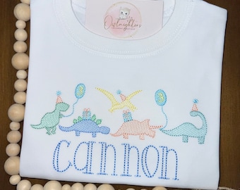 Personalized Dinosaur Shirt / Dinosaur Pastel Monogrammed Shirt / Boy Dino Party Shirt / Dino Birthday / Dinosaur Applique / Dinosaur Sketch