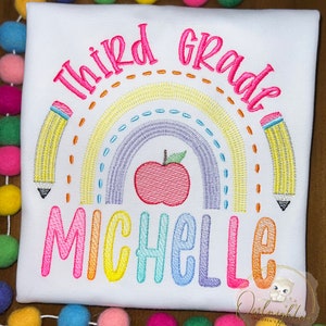 Girls Back To School Personalized T-Shirt/Back to School Monogrammed Shirt/Girls 3th Grade Shirt/School Supplies Shirt/First day of School