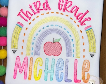 Girls Back To School Personalized T-Shirt/Back to School Monogrammed Shirt/Girls 3th Grade Shirt/School Supplies Shirt/First day of School
