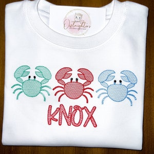 Boys Crab shirt/Embroidered boys shirt/Beach shirt/Boys summer shirt/Beach vacation shirt/Crab shirt