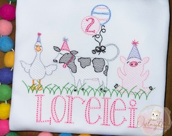 Girls Barn Birthday Shirt/Duck Cow Pig Birthday/Girls Farm Party Shirt/Farm animal birthday shirt/Barnyard birthday shirt/Barnyard birthday