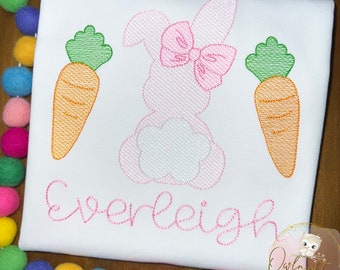 Girls Easter Shirt / Easter Bunny with Bow / Easter Personalized Shirt / Baby Easter Outfit  / Girl Easter Applique / Easter Bunny Applique