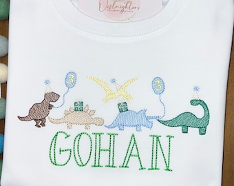 Personalized Dinosaur Shirt / Dinosaur Monogrammed Shirt / Boy Dino Party Shirt / Dino Birthday / Dinosaur Applique / Dinosaur Sketch