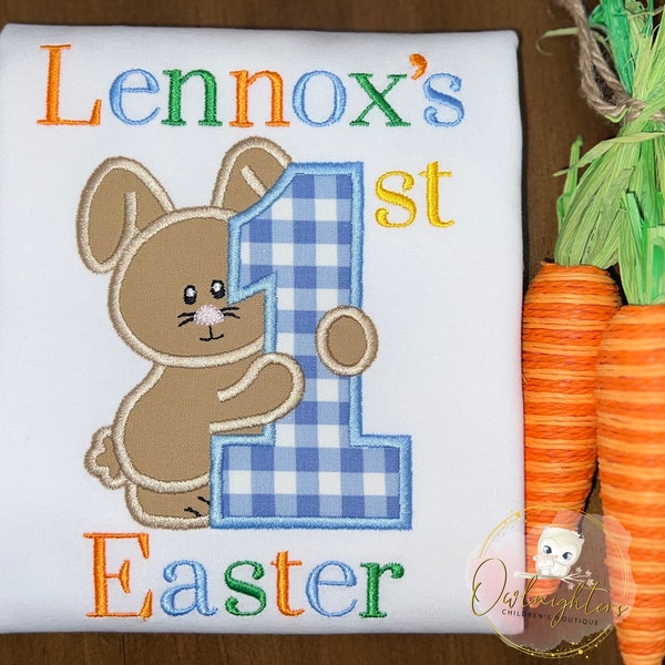 Boy First Easter Shirt / Easter Shirt / Bunny Embroidery / Easter Outfit / Baby Easter Shirt / Toddler Easter / Easter Applique Embroidery