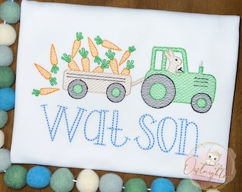 Boys Easter Bunny Tractor Shirt/ Boys Easter Shirt / Easter Bunny Applique Shirt / Boys Easter Monogrammed Shirt / Easter Monogrammed Shirt