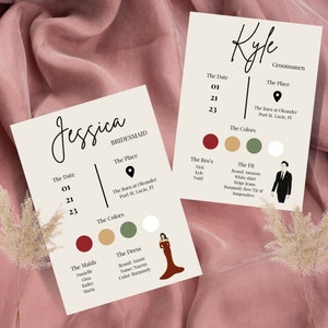 Bridesmaid Groomsmen Info Card, Digital, Bridal Party, For the girls, for the guys