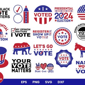 Vote 2024 SVG Bundle, élection 2024, Svg d'activisme politique, Svg d'élection présidentielle, Illustration, SVG Bundle, couper des fichiers