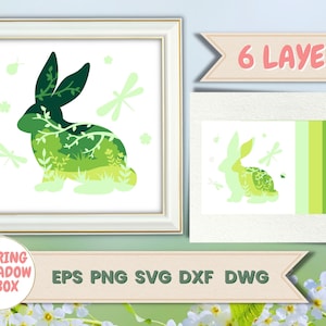 Hase Shadowbox, 3D Ostern SVG, Cricut, Frühling, Light box geschnitten Datei, Papier Handwerk, Vektor, Cardstock SVG, Wanddeko