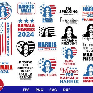 Kamala Harris 2024 SVG Bundle, élection 2024, Madame la Présidente, élection présidentielle Svg, Illustration, SVG Bundle, couper des fichiers
