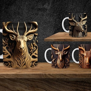 Deer Mug Wrap, Sublimation, 11oz 12oz & 15oz Mug Wraps, PNG, Mug Template, Instant Download
