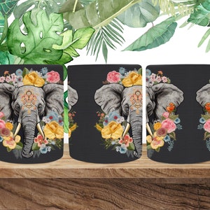 Embroidery Elephant Mug Wrap, Sublimation, 11oz 12oz & 15oz Mug Wraps, PNG, Mug Template, Instant Download