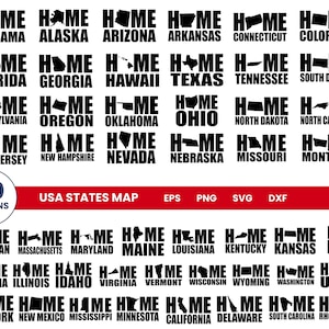 Lot SVG États-Unis, 50 États, carte des États-Unis, Svg État des États-Unis, Illustration, lot SVG, fichiers coupés