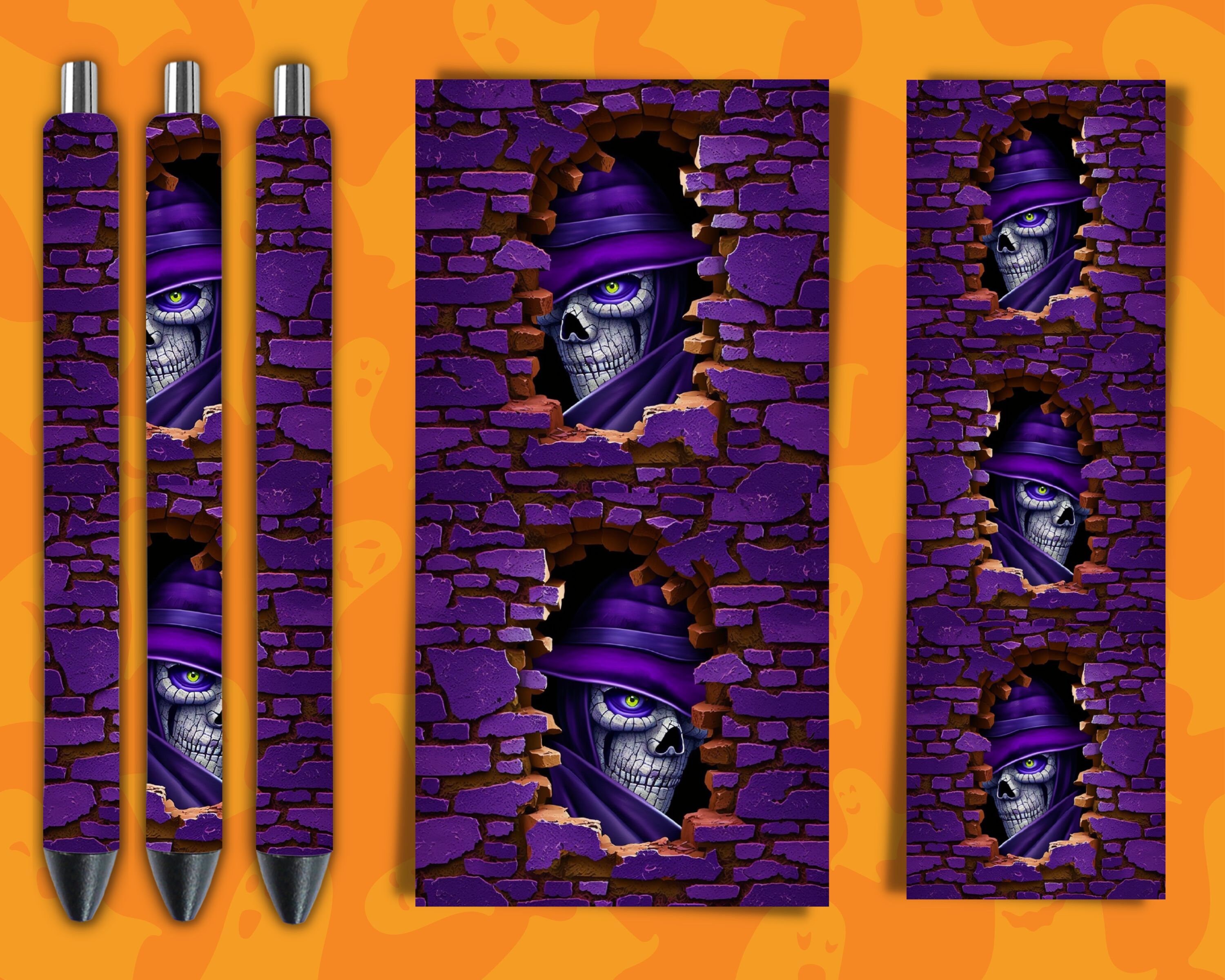 Halloween Pen Sublimation, Skeleton, Pen Wrap, PNG, Pen Template ...