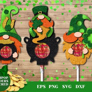 St. Patrick&#39;s Lollipop Holder SVG, Patricks Day Candy Dome Holder, Candy Holder, Leprechaun, Shamrock, Paper Craft