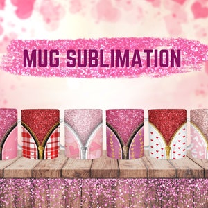 Valentine&#39;s Day Mug Wrap Bundle, Coffee Mug Sublimation, 11oz 12oz & 15oz Mug, PNG, Mug Template, Instant Download