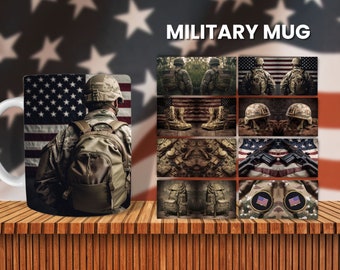 Militärische Tasse Wraps, Sublimation, 11 Unzen 12 Unzen & 15 Unzen Becher Wraps, PNG, Tasse Vorlage, Instant Download