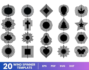 Wind Spinner Template Bundle, SVG Hanging Template, Illustration, SVG Bundle, Cut Files